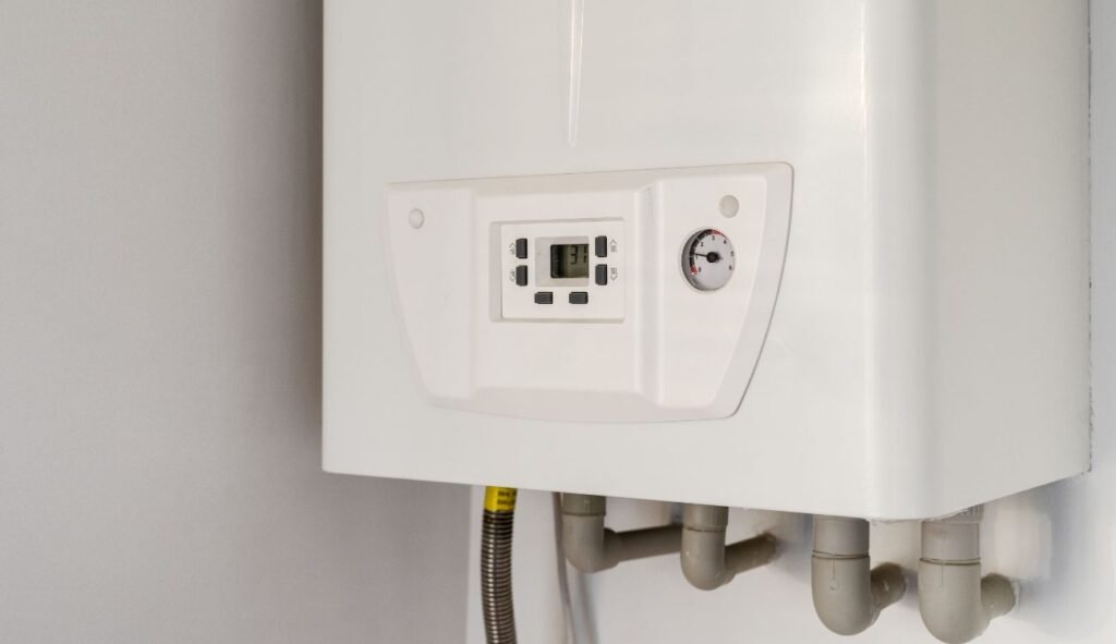 condensing combi boiler installed and mounted on a wall