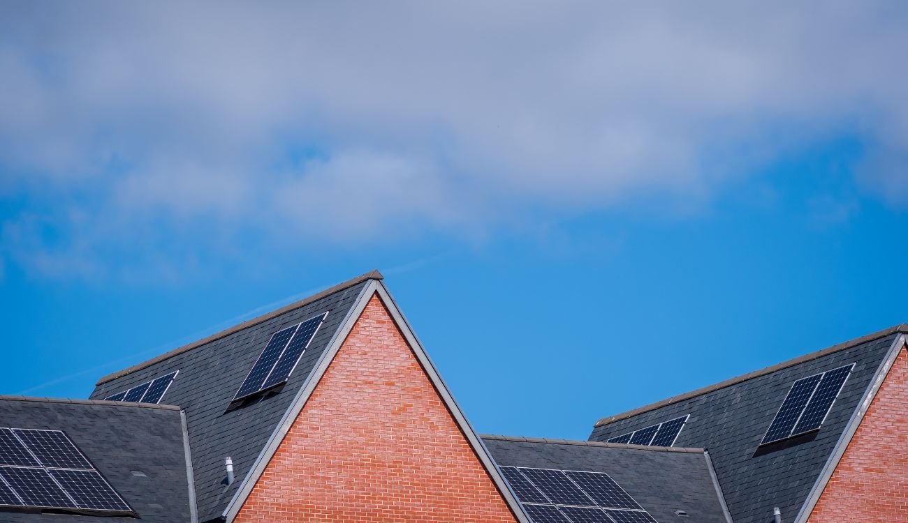 Solar panels installed on a roof on a house in the UK