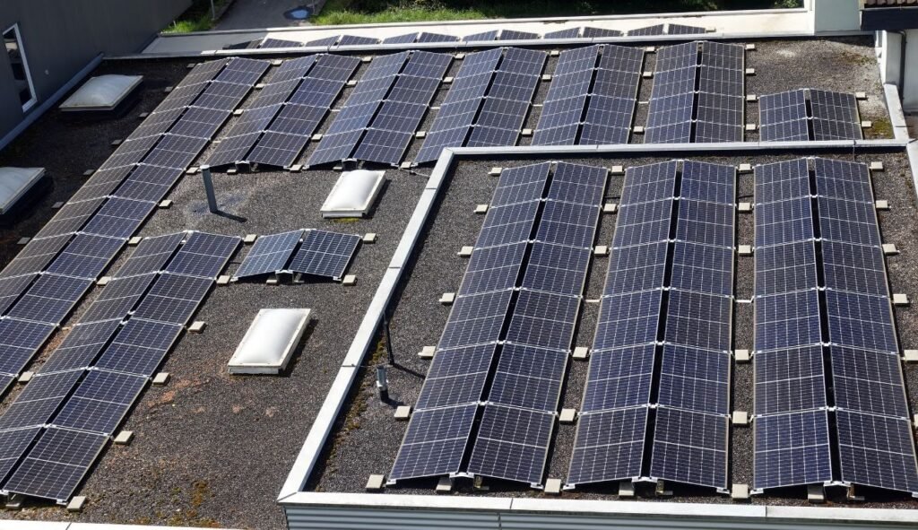 solar panels installed on a commercial property roof