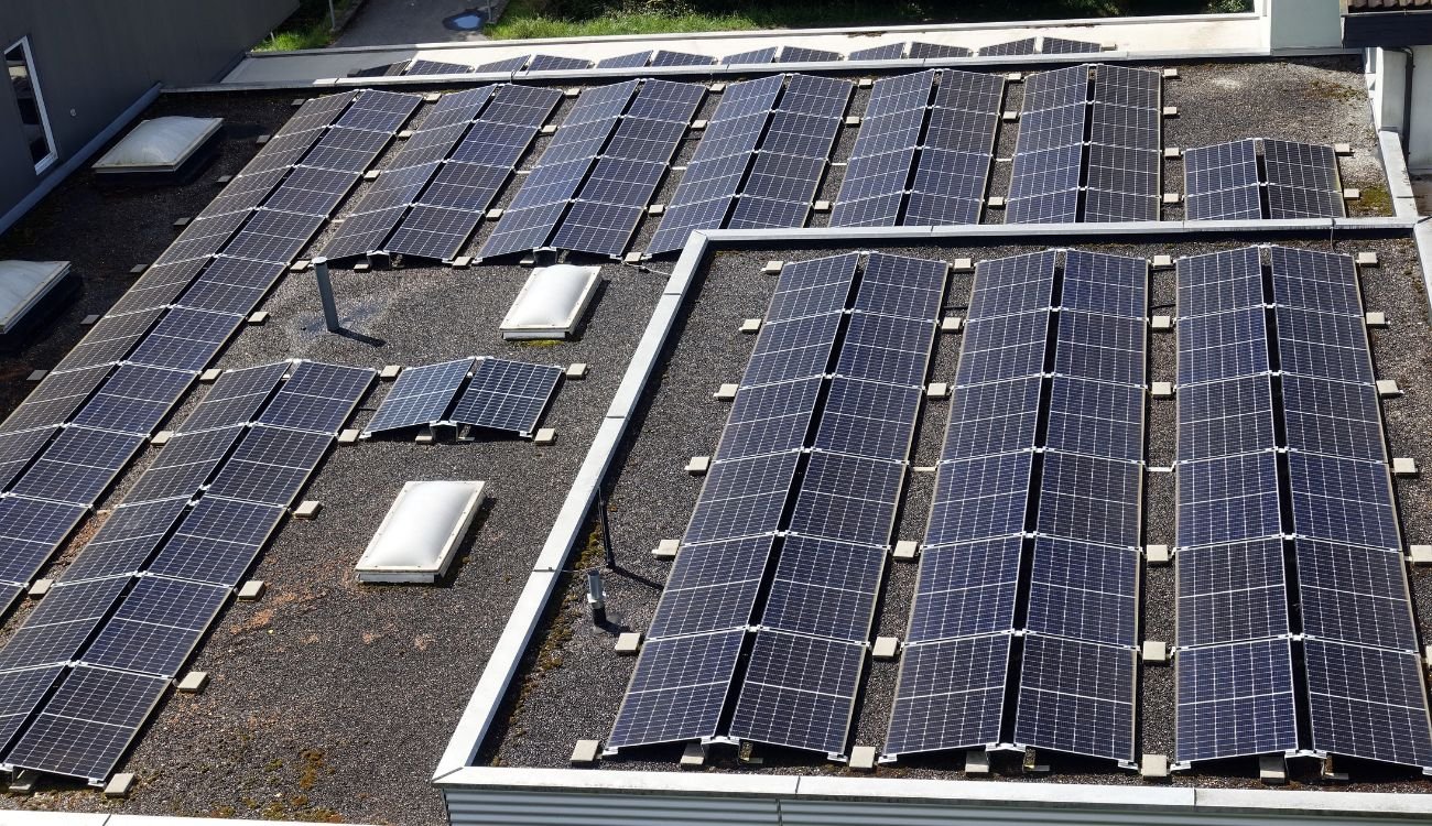solar panels installed on a commercial property roof
