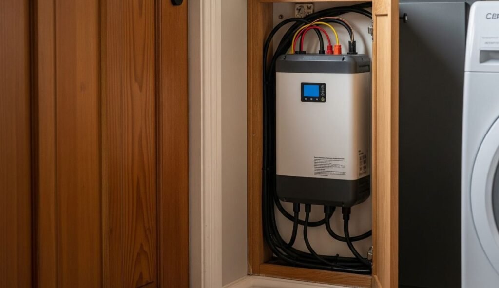 solar battery installed on the inside of a house in the UK
